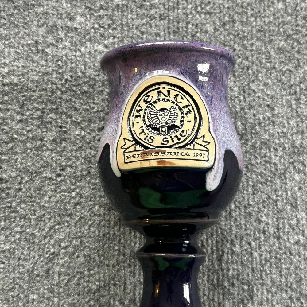 Vintage Stoneware Wench Renaissance 1997 Purple Goblet Chalice Cup‎ Minnesota